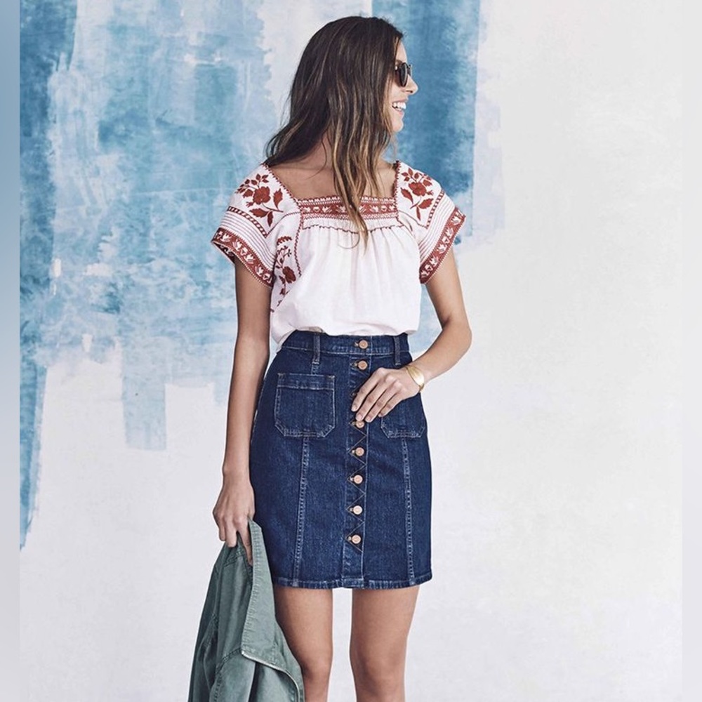 MADEWELL Button Front Denim Jean Skirt Size 6/29
